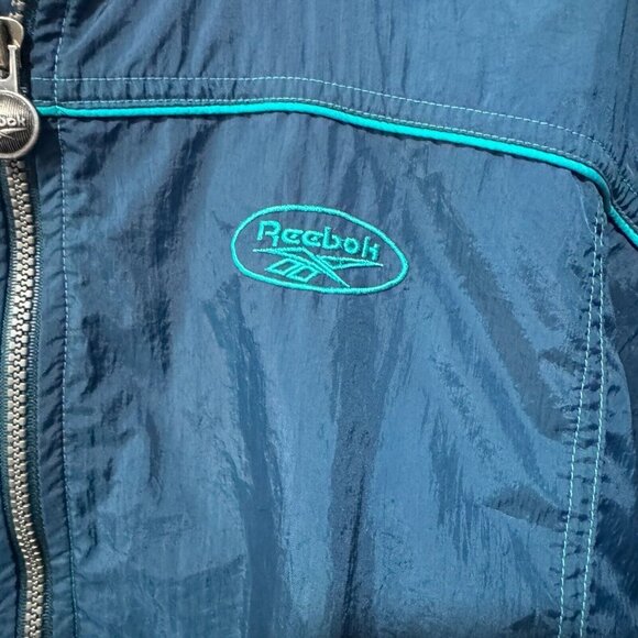 Reebok Blue/Green Windbreaker vintage 90's streetwear size small ladies - Picture 3 of 6